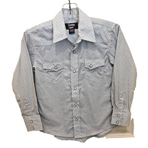 Cowboy Legend Western Shirt Boys Medium Diamond Pearl Snap Paisley Long Sleeve